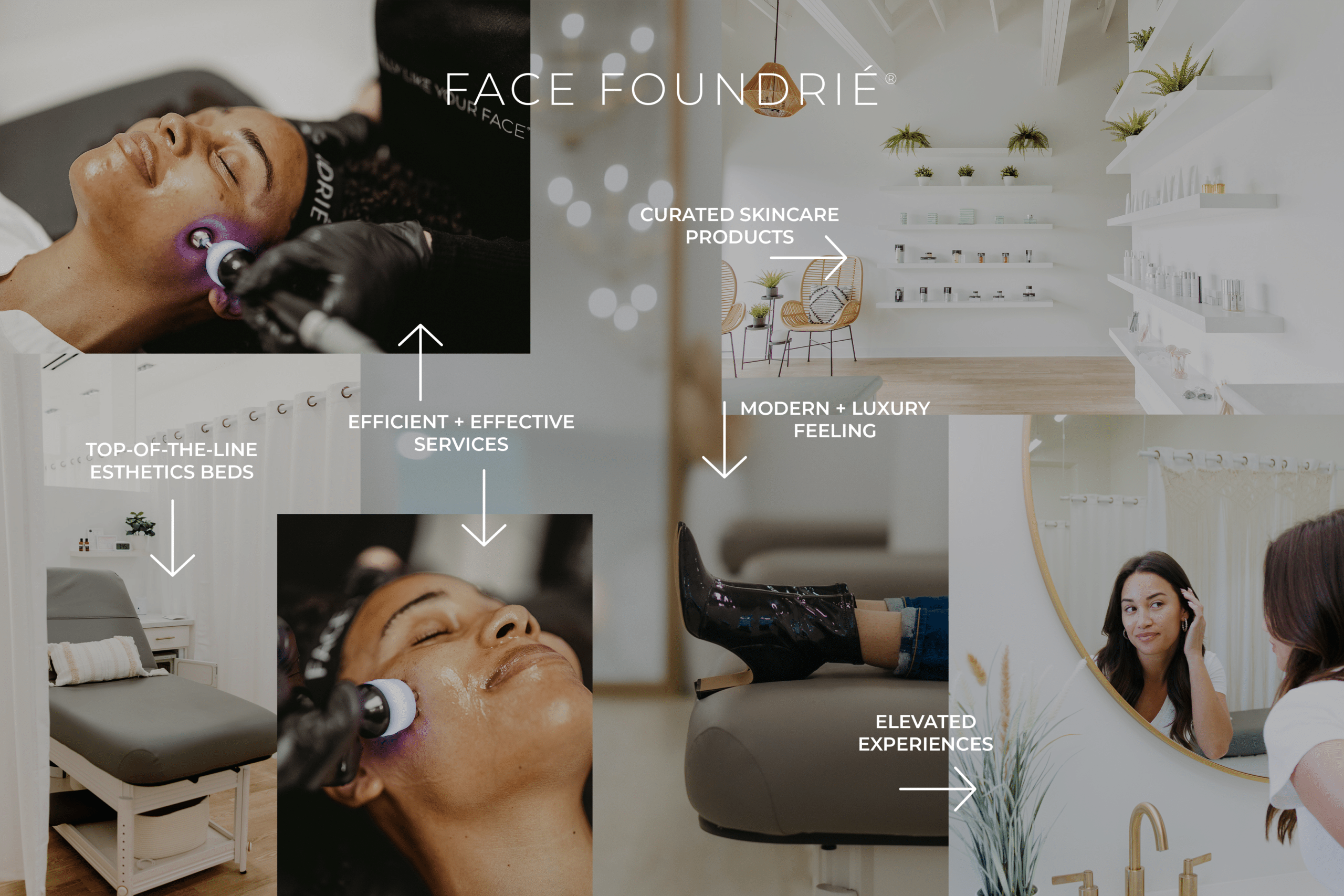 A collage of images inside a Face Foundries studio.
